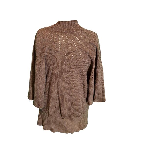 Moth Anthropologie Wool Blend Dolman Batwing Cardigan Sweater Brown Heather Sz L - Picture 5 of 6